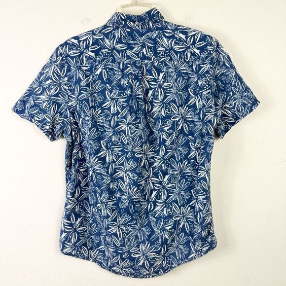 Tommy Hilfiger Blue & White Floral Short Sleeve Button Down Casual Dress Shirt S - Picture 2 of 4